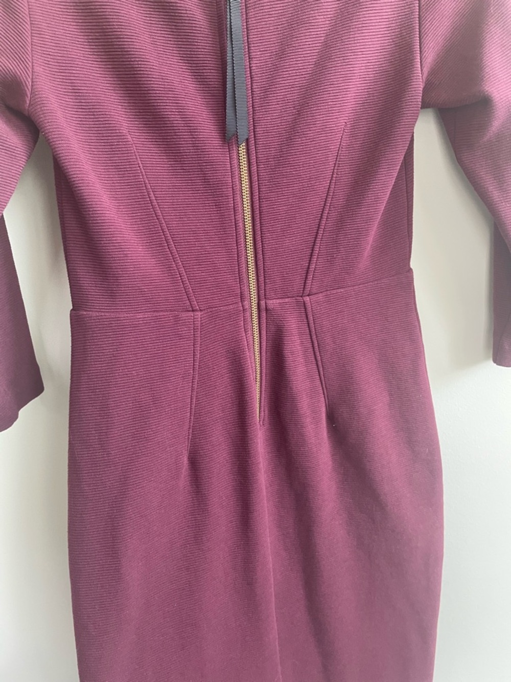Boden Marisa Ottoman Burgundy Sheath Midi Dress 3/4 Sleeve Retro Inspired Collar - Picture 9 of 10